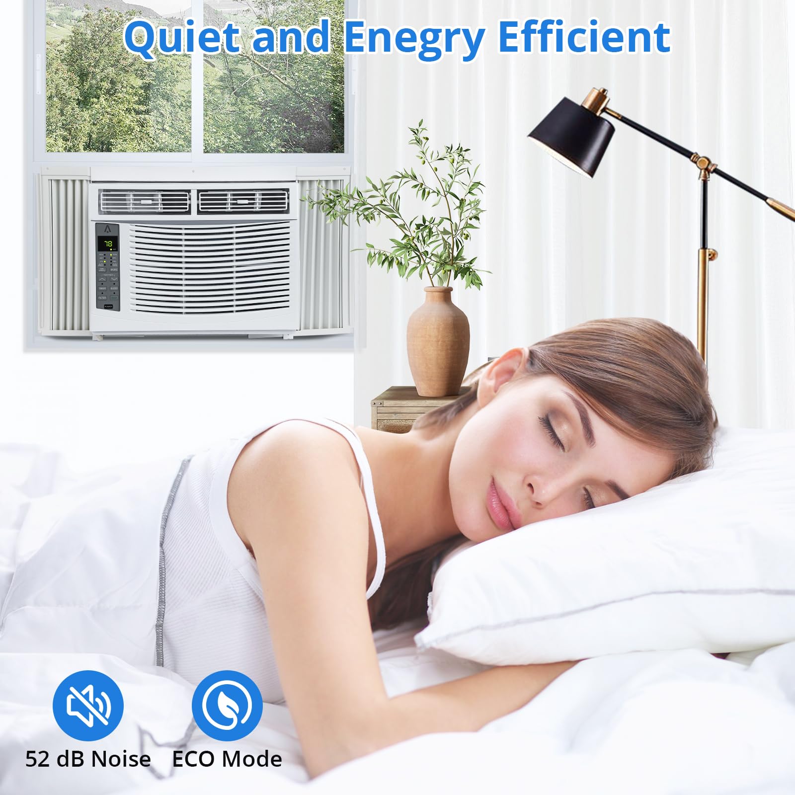 6000 BTU Window Air Conditioner - Cools Up to 250 Sq Ft, Quiet AC Unit with Remote Control & 3 Speed Settings - Perfect for Bedrooms, Small Offices & Apartments (White)