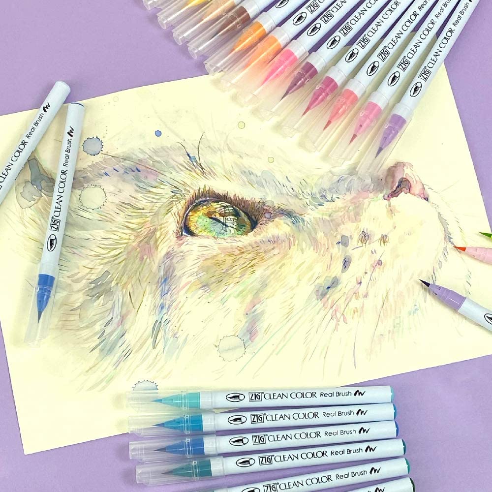 Kuretake ZIG Clean Color Real Brush Marker Set - 36 Vibrant Watercolor Brush Pens for Calligraphy, Illustration & Hand Lettering - Perfect for Artists, Designers & Craft Enthusiasts