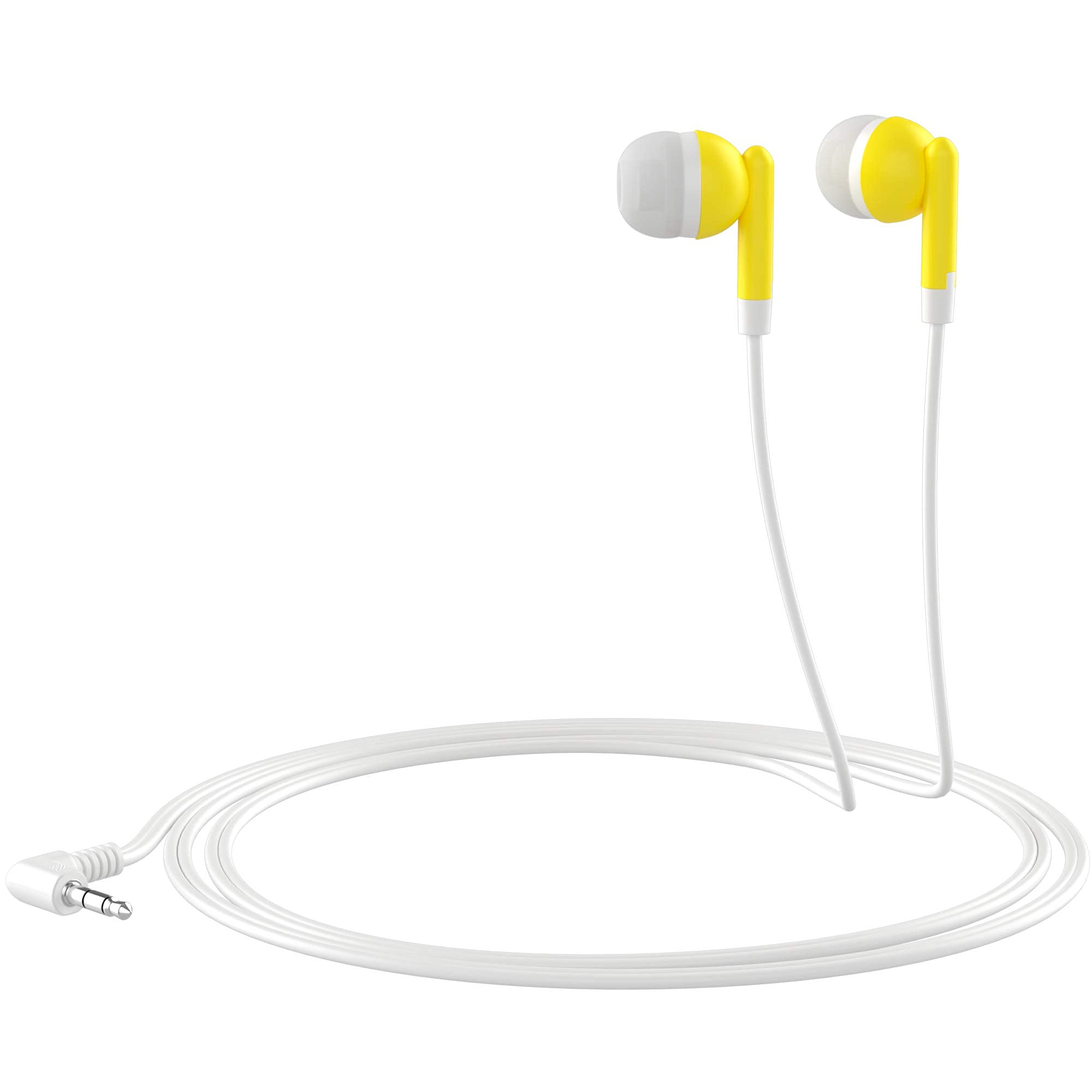 Maeline 400 Pack Bulk Yellow Earbuds with 3.5mm Headphone Plug - High Quality Wired Earphones for Schools, Gyms, Events & Retail Stores