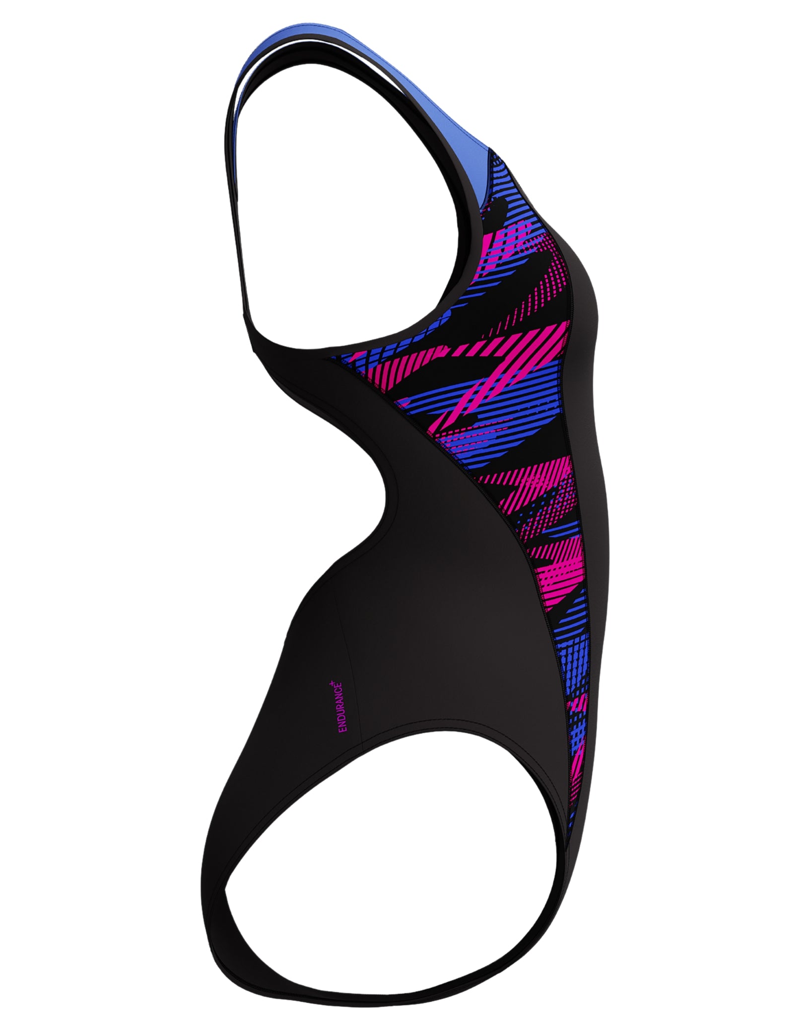 Stylish Black and Blue Placement Laneback Swimsuit - Perfect for Beach Vacations, Pool Parties & Summer Getaways