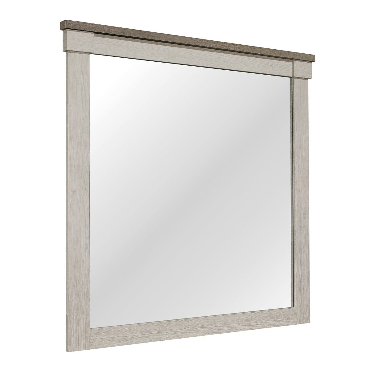 Arcadia Mirror in White and Weathered Grey - Elegant Wall Decor for Living Room, Bedroom & Entryway