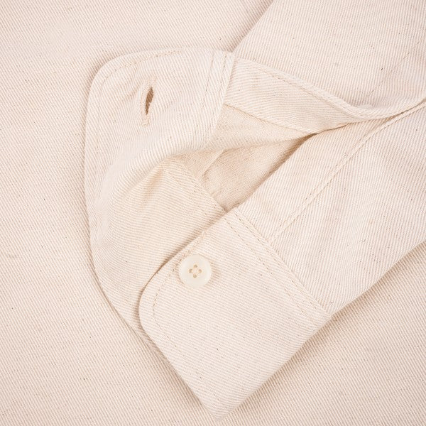 Iron Heart IHSH 414 9oz Cotton Linen Work Shirt - Off White | Durable Men's Casual Shirt for Workwear & Outdoor Activities