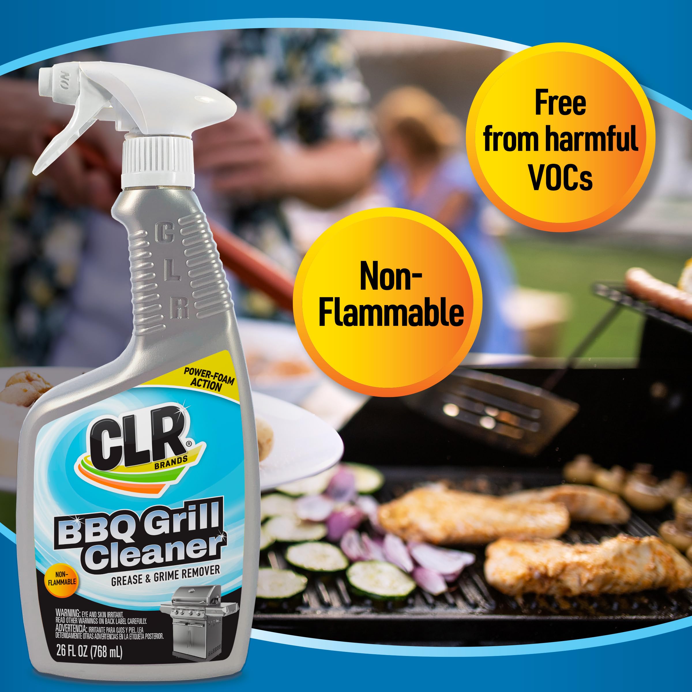 CLR Grill Cleaner & Degreaser Spray - 26 oz | Heavy-Duty BBQ Cleaner for Pellet & Electric Smokers | Removes Burnt Food, Grease & Grime from Grates & Racks | Perfect for Backyard BBQs, Camping & Outdoor Cooking