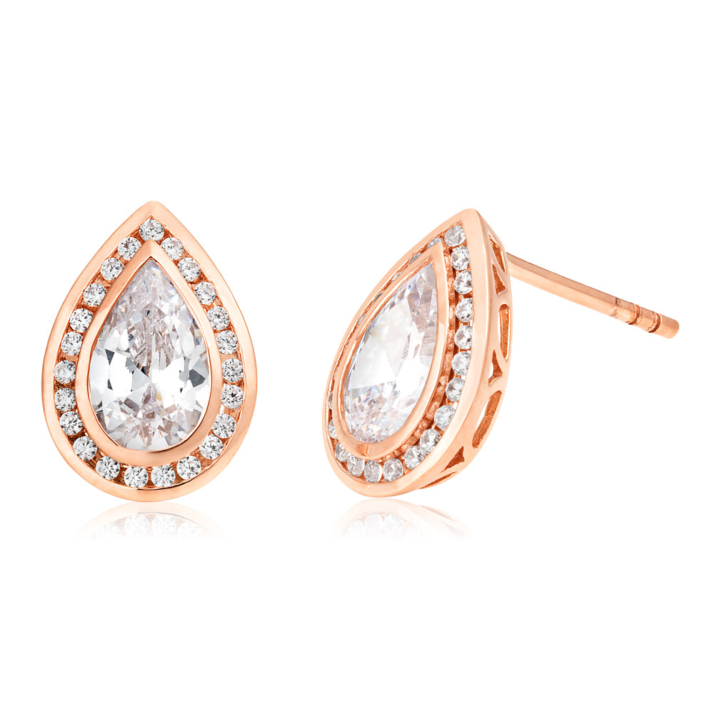 9ct Rose Gold Cubic Zirconia Stud Earrings for Women - Elegant Hypoallergenic Jewelry Gift for Wedding, Anniversary & Everyday Wear