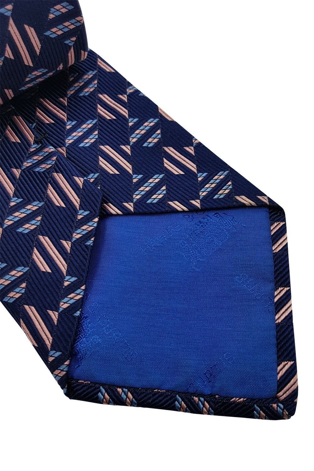 HAWES & CURTIS 100% Silk Classic Length Blue and Pink Men's Necktie (59