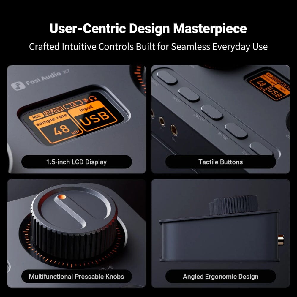 Fosi Audio K7 HiFi DAC & Headphone Amplifier - High Resolution Digital Analog Converter with 3.5mm/6.35mm Output for Audiophiles - Perfect for Home Studio, Gaming & Music Listening