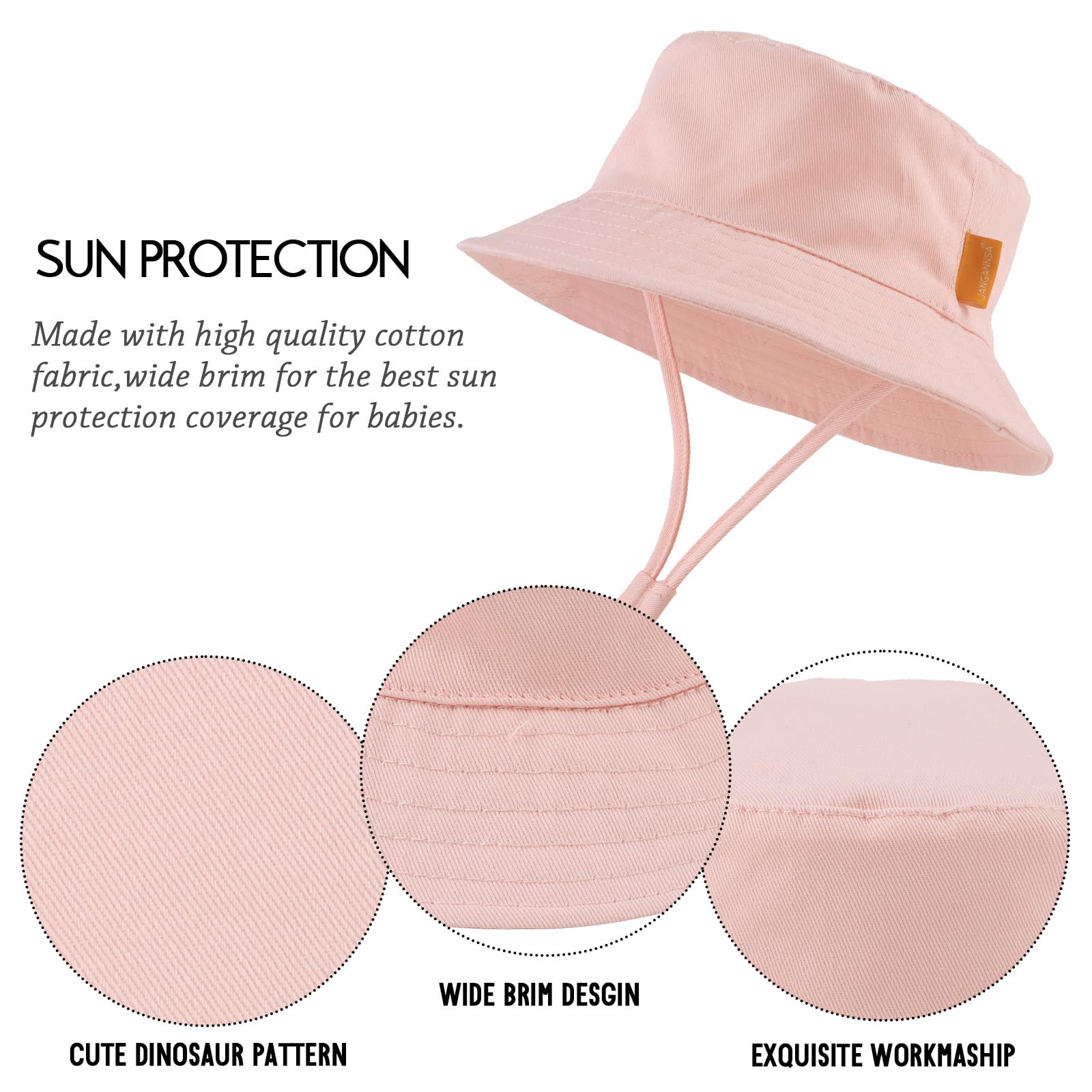JANGANSA Cotton Baby Sun Hat for Boys & Girls - UPF 50+ UV Protection Bucket Hat for Toddlers & Infants - Summer Beach, Outdoor Play & Travel Essential