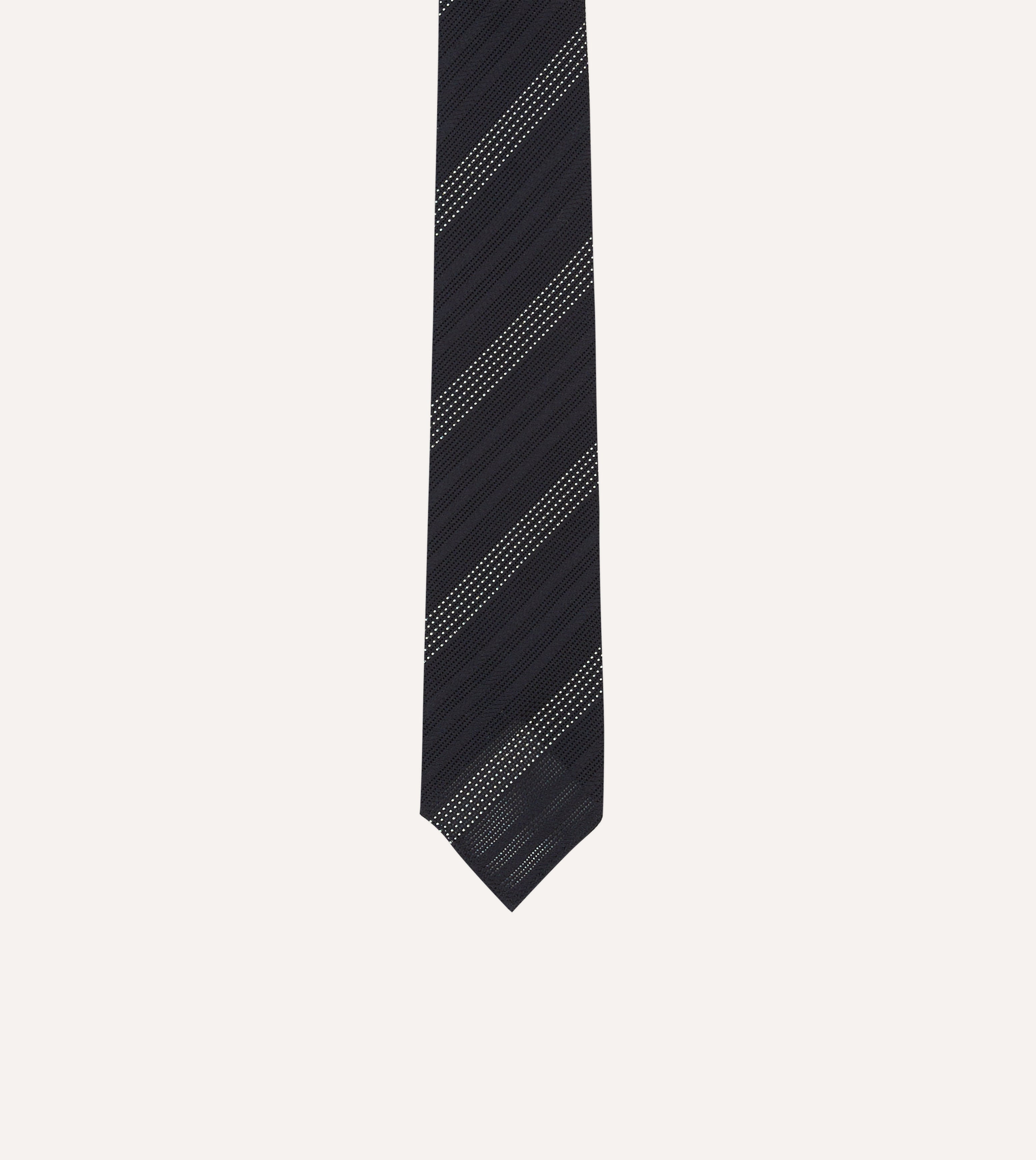 Premium Navy & White Striped Hand-Rolled Silk Grenadine Necktie for Men - Perfect for Weddings, Business Meetings & Formal Occasions