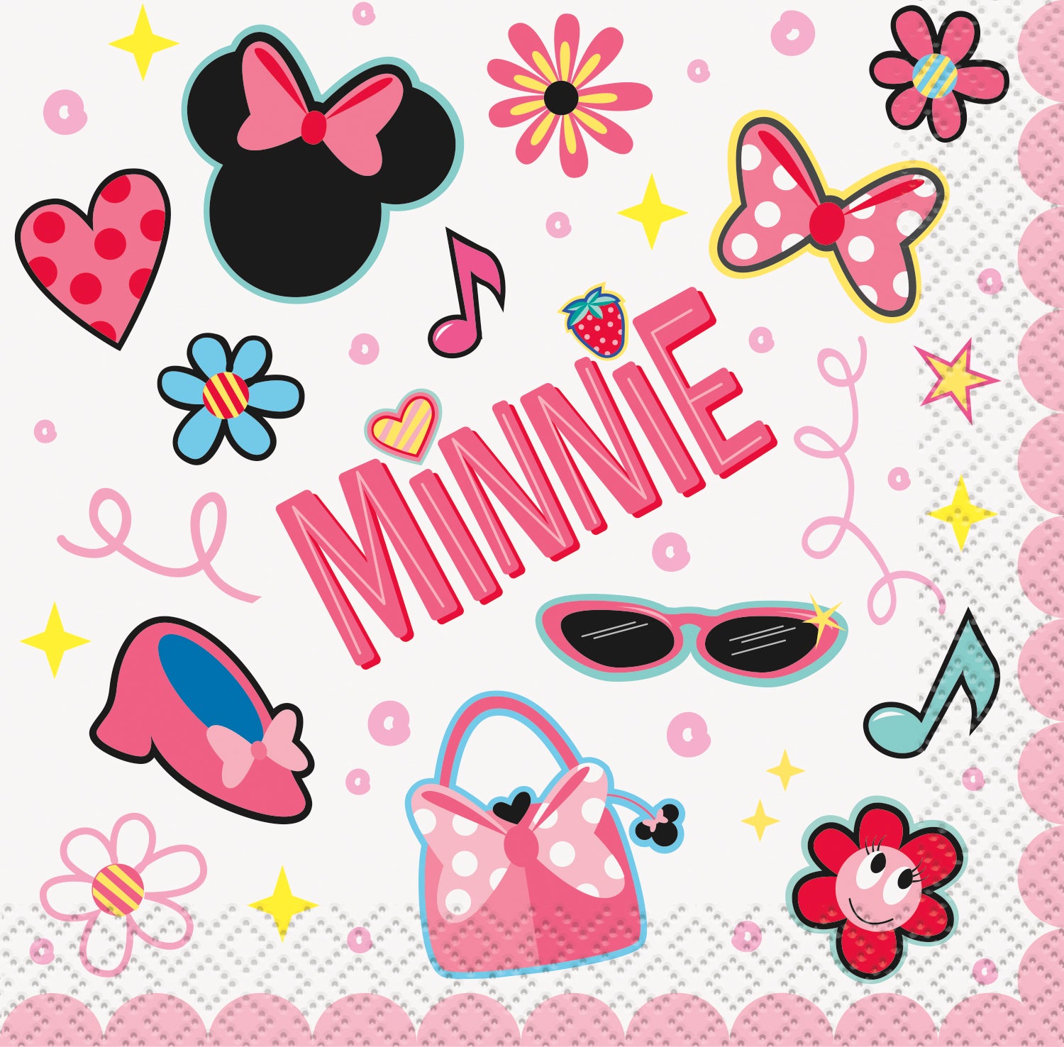 Disney Minnie Mouse Beverage Napkins 16ct - Premium Paper Napkins for Parties, Picnics & Family Gatherings