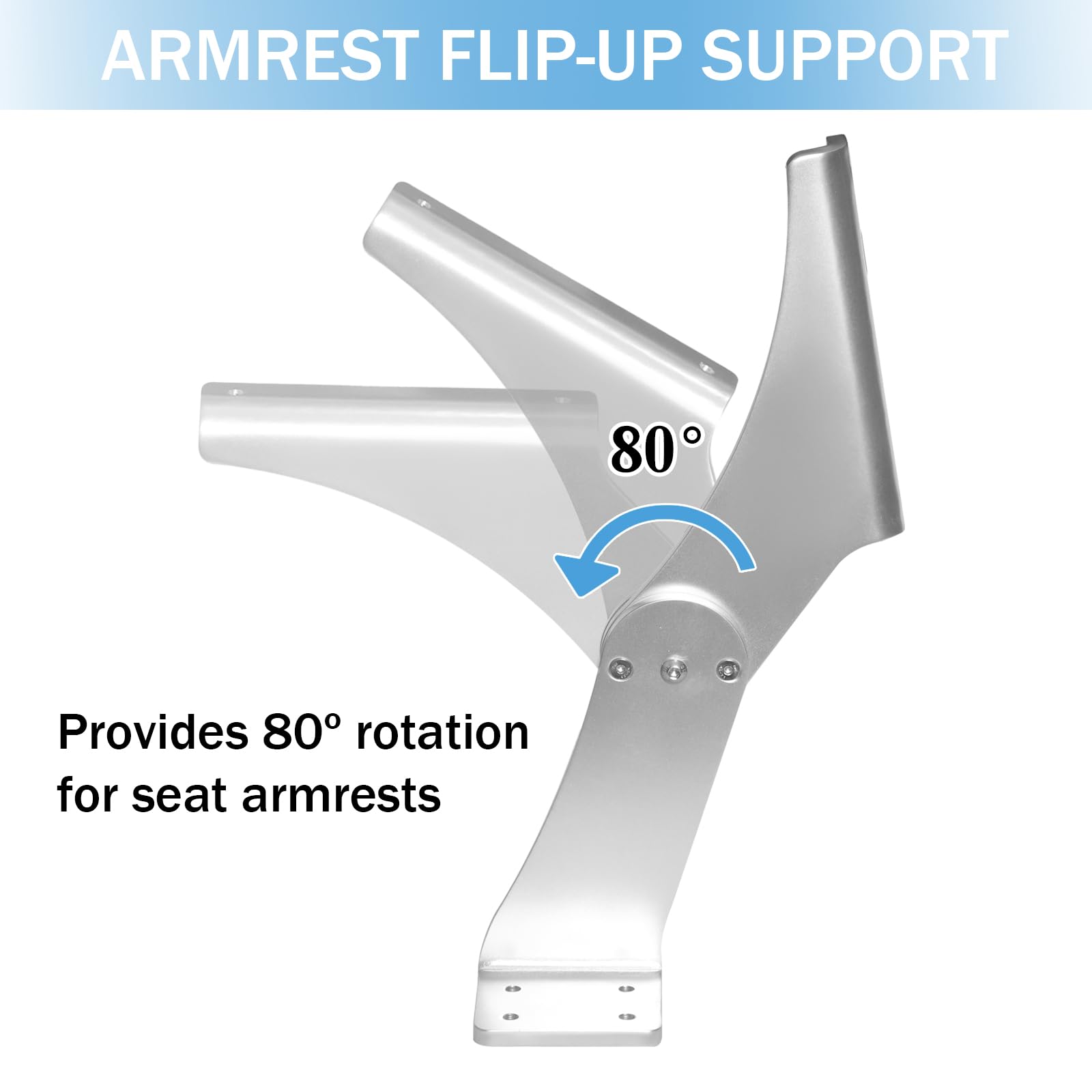 **Aluminum Boat Pivot Flip-Up Armrest Set - 80° Rotation, Left & Right Pair - Durable Marine Seat Hinge for Fishing Boats & Yachts**