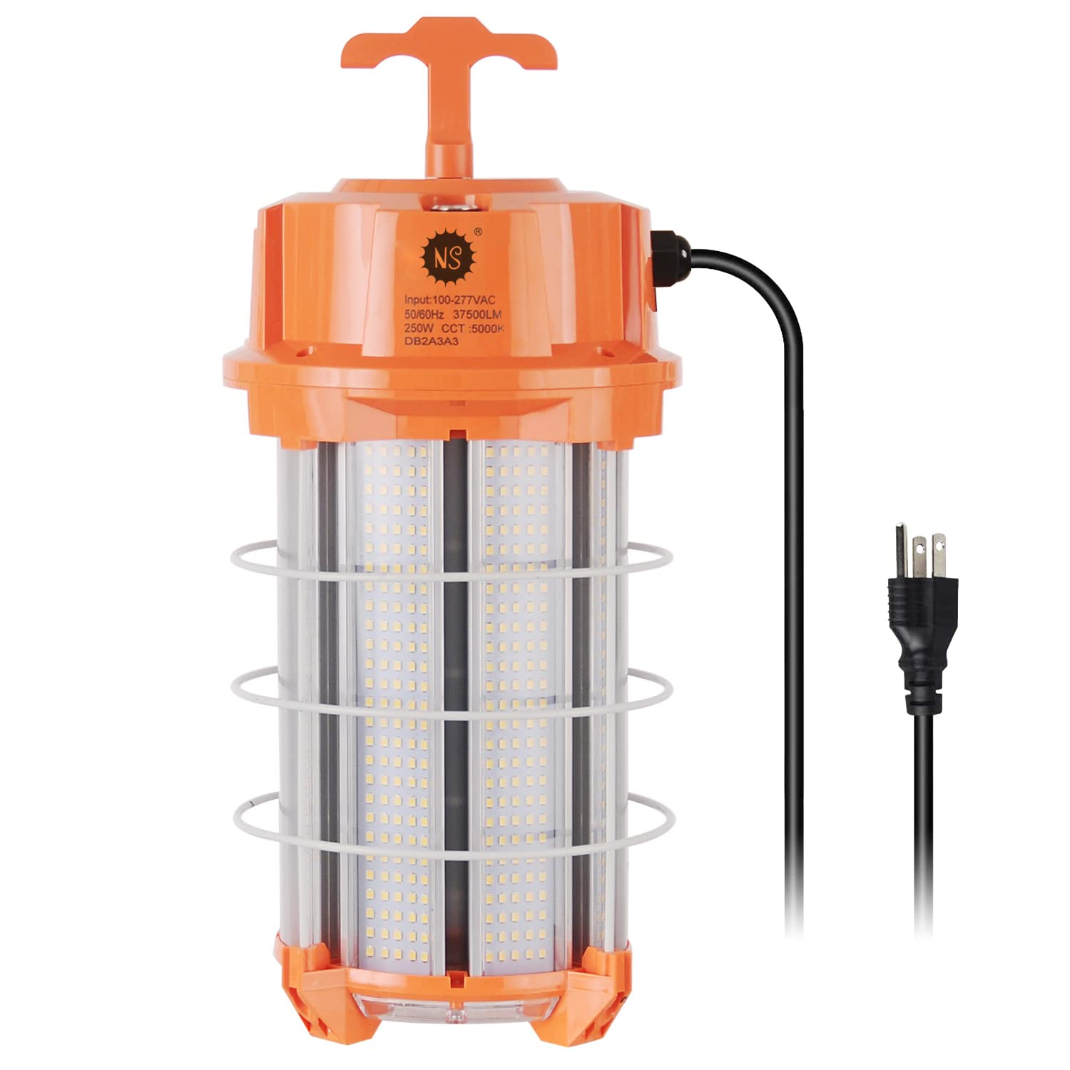 250W LED Temporary Work Light - 37,500 Lumens Super Bright Construction Lighting | 5000K Daylight Portable Job Site Light with On/Off Switch | Durable for Indoor & Outdoor Use in Warehouses, Garages, Construction Sites, and Emergency Lighting
