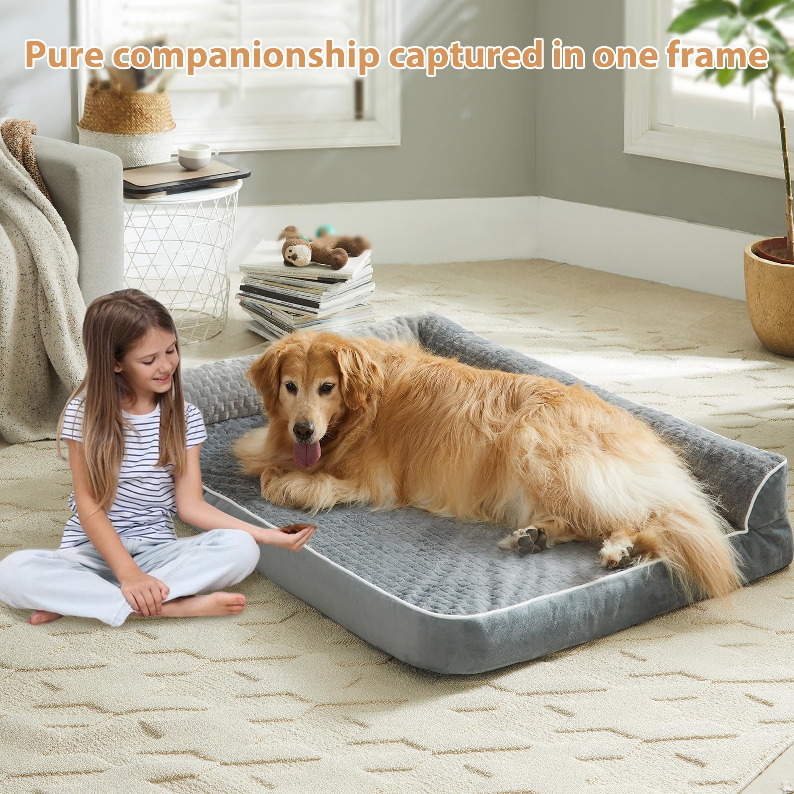 Orthopedic Dog Beds for Large Dogs - Waterproof Sofa Pet Bed with Removable Washable Cover, Non-Slip Bottom & Supportive Foam - Perfect for Arthritis, Joint Pain & Senior Dogs - Ideal for Living Room, Bedroom or Crate Use