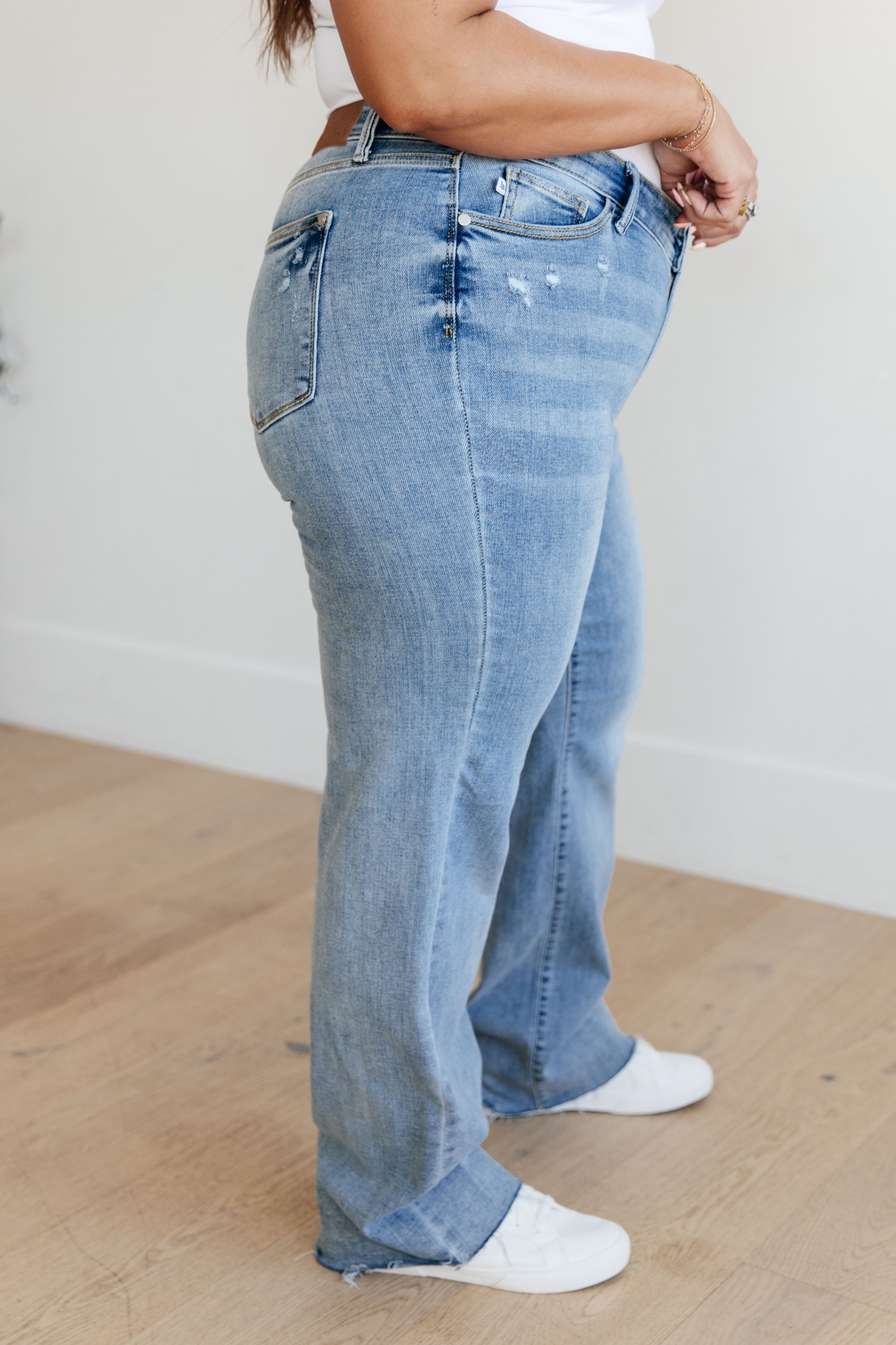 Mildred High Rise V Front Waistband Straight Leg Jeans for Women | Comfortable Stretch Denim Pants | Perfect for Casual Wear, Office & Date Night