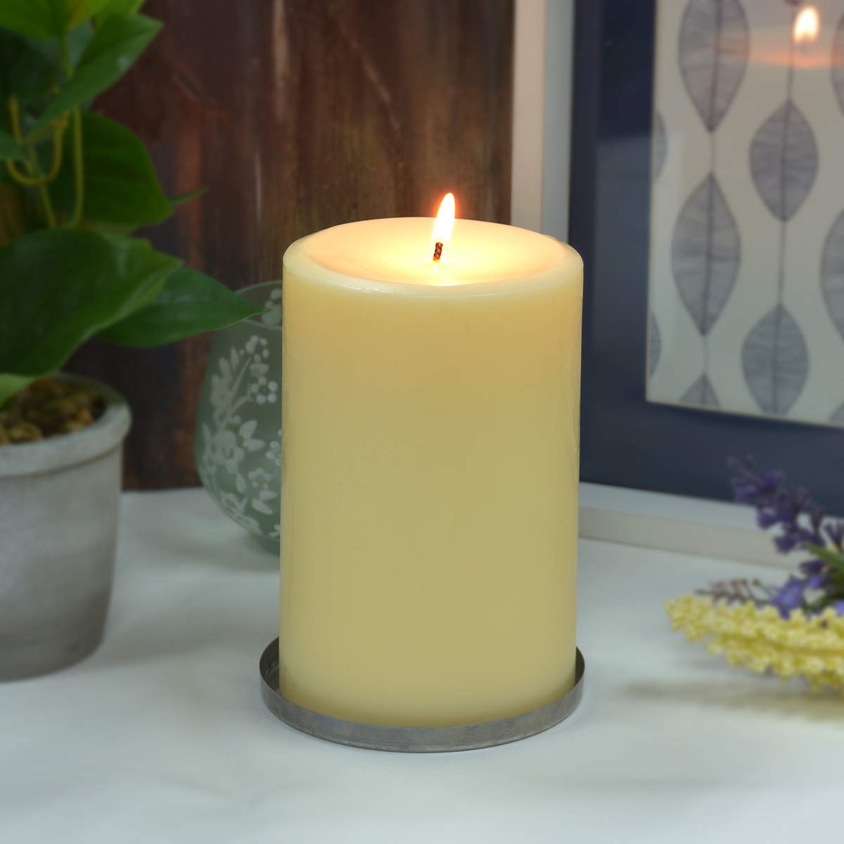 4 x 6 Inch Ivory Pillar Candles - Set of 12, Unscented Dripless Candles for Weddings, Home Decor, Church & Romantic Dinner Ambiance