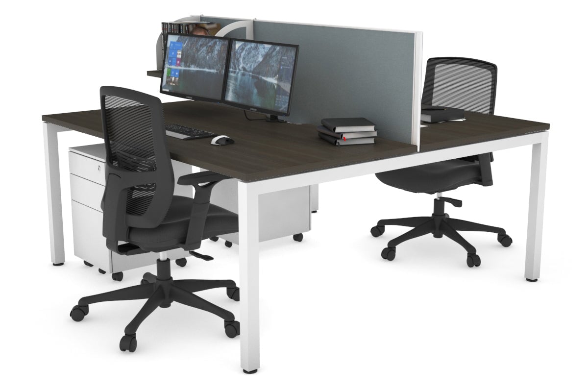 Quadro Square Legs 2 Person Office Workstation Desk - 1400L x 800W with Cable Management Scallop - Perfect for Shared Workspaces & Home Offices