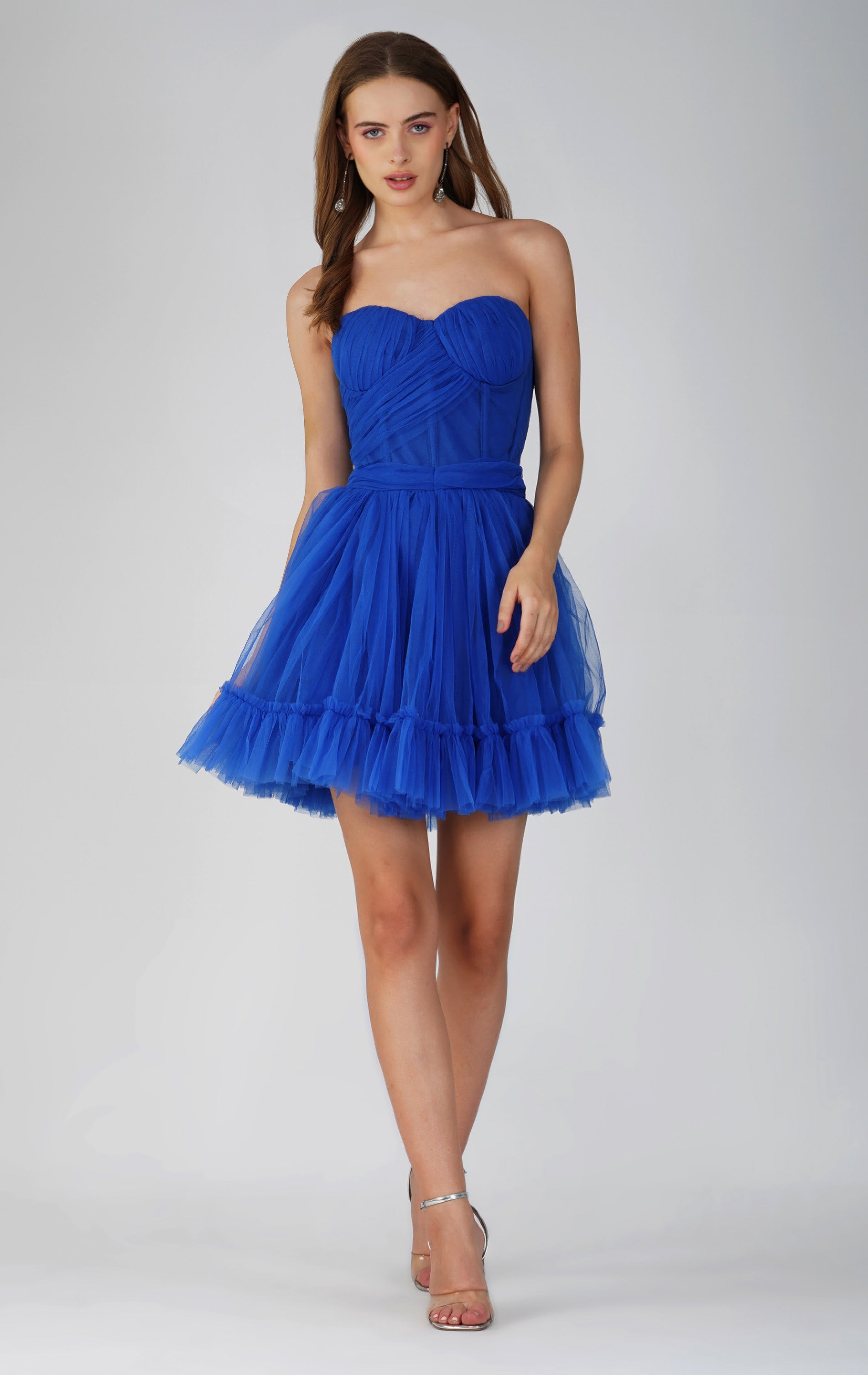 Lauren Cobalt Blue Tulle Mini Dress - Elegant Party Dress for Women, Perfect for Prom, Cocktail, Evening Events & Special Occasions