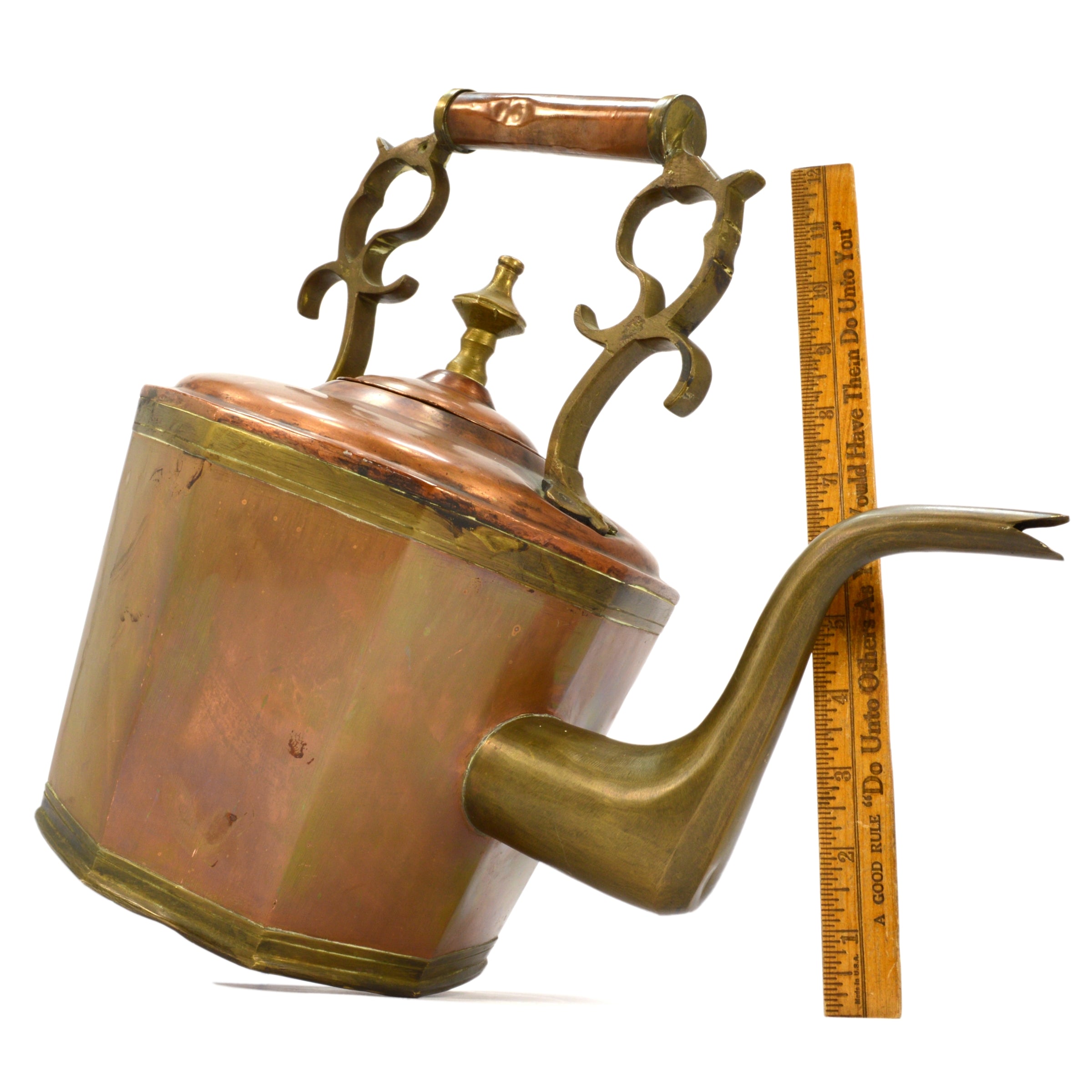 Antique Copper & Brass Tea Kettle - 10 Liter Large Capacity - Art Nouveau Style Russian Persian Design - Perfect for Tea Lovers & Vintage Home Decor
