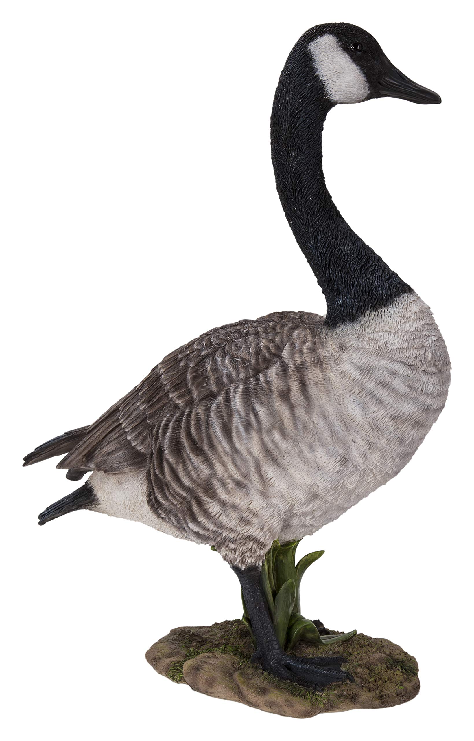 Hi-Line Gift Standing Canada Goose Statue - Grey/Natural Decorative Figurine for Home, Office & Garden Decor