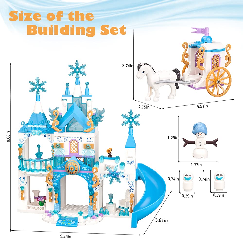 377-Piece Girls Castle Building Blocks Set - Ice Princess & Snow Castle Construction Toys for Kids, Creative STEM Learning Gift for Christmas & Birthday | Indoor Play, Party Favors, Educational Fun