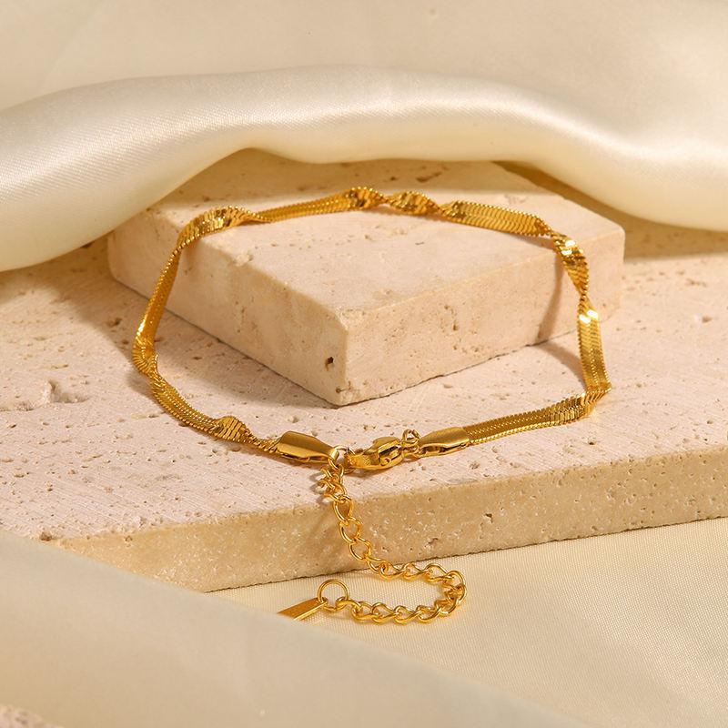 18K Gold Plated Stainless Steel Snake Chain Bracelet for Women - Waterproof, Hypoallergenic, Durable Jewelry Gift for Anniversary, Birthday | Everyday Wear, Date Night, Special Occasions