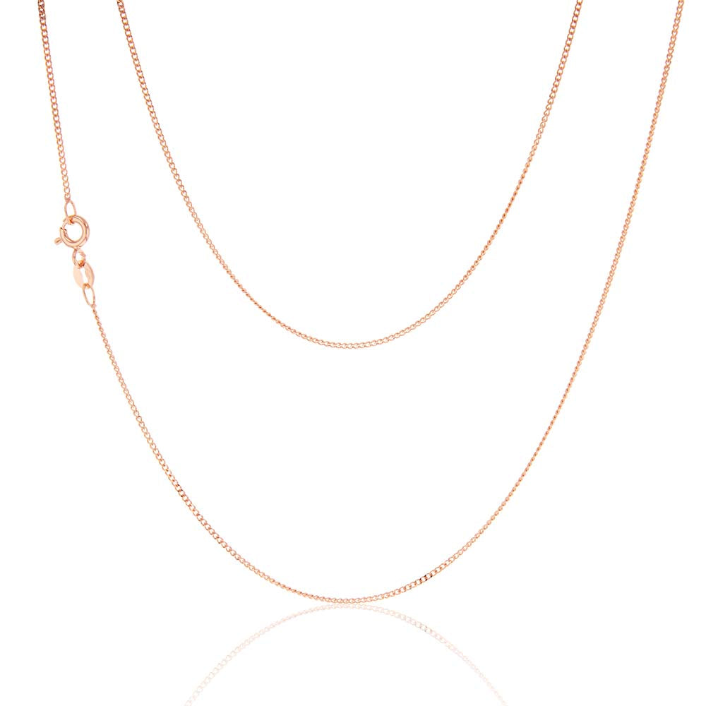 9ct Rose Gold Solid 31 Gauge Curb Chain 41cm - Elegant Jewelry for Women, Perfect for Layering, Gift Giving & Everyday Wear