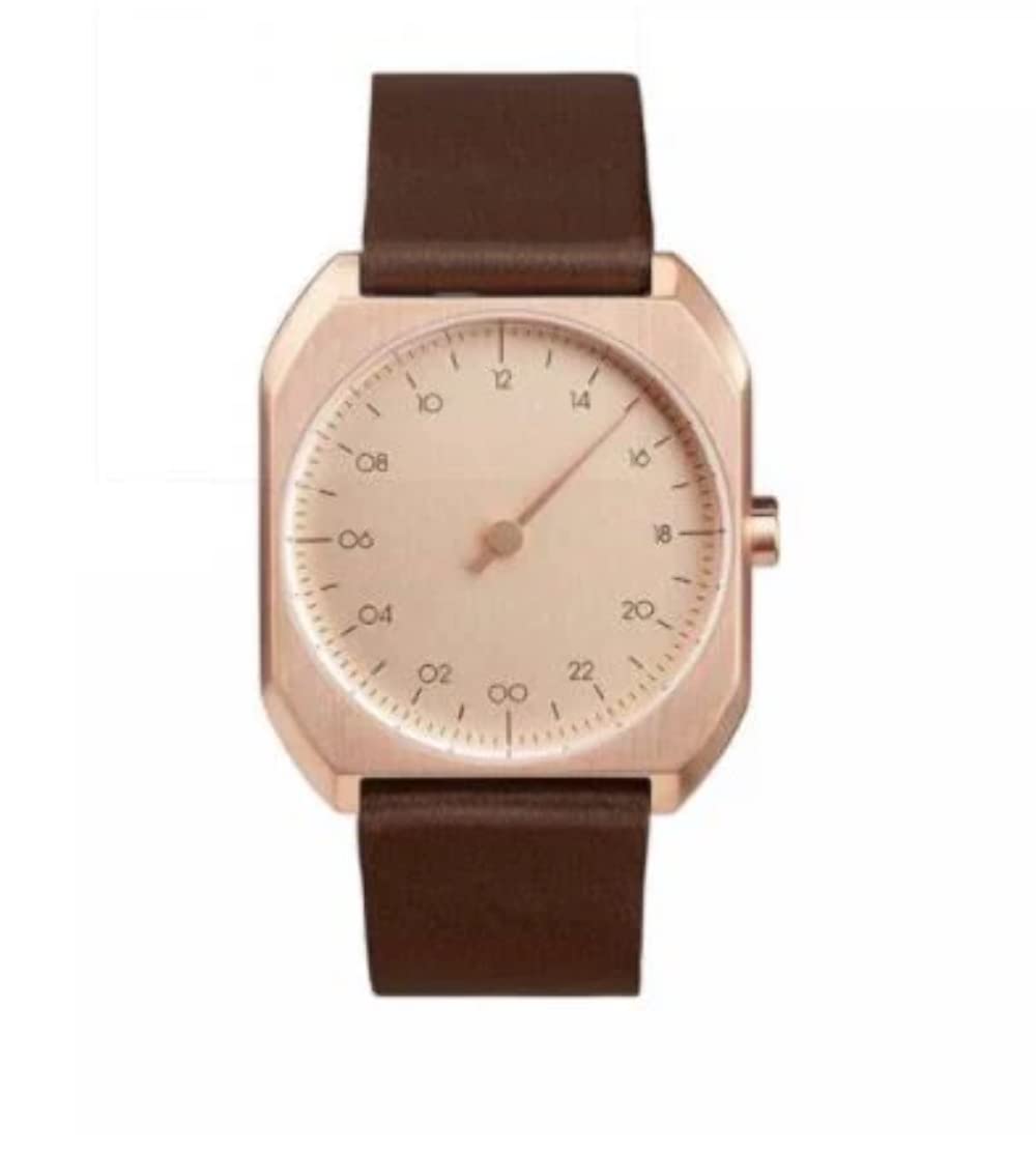 Mo 10 - Premium Dark Brown Leather Rose Gold Unisex Quartz Watch with Analogue Display | Stylish & Durable for Casual, Office & Formal Occasions
