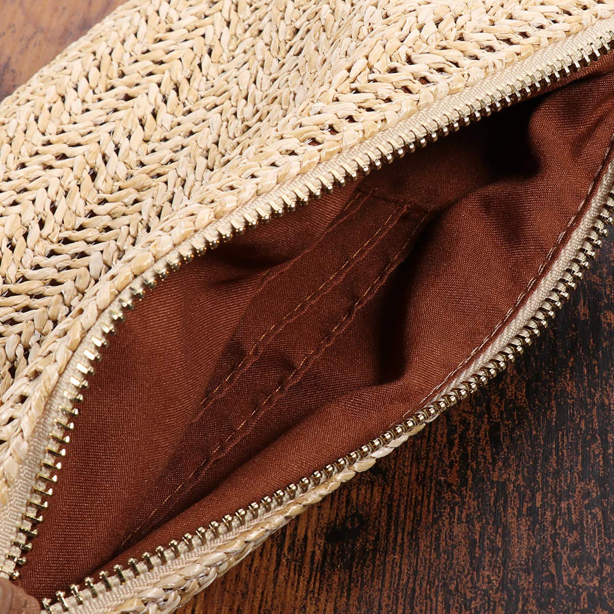 Bohemian Straw Clutch Bag with Zipper - Women's Wristlet Handbag for Summer Beach, Travel & Date Night | Eco-Friendly Woven Straw Purse for Women & Girls
