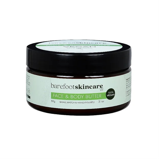 Barefoot Skincare Vegan Face & Body Butter - Organic Moisturizer for Dry Skin, Sensitive Skin Care, Natural Hydration for Face, Hands & Feet