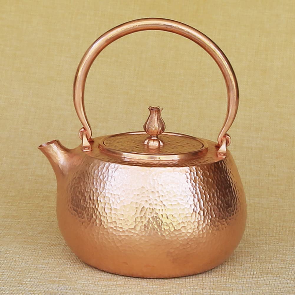 Handmade Pure Copper Tea Kettle - Traditional Stovetop Teapot for Healthy Brewing | Perfect for Home, Office & Gift Giving | Enhances Tea Flavor Naturally