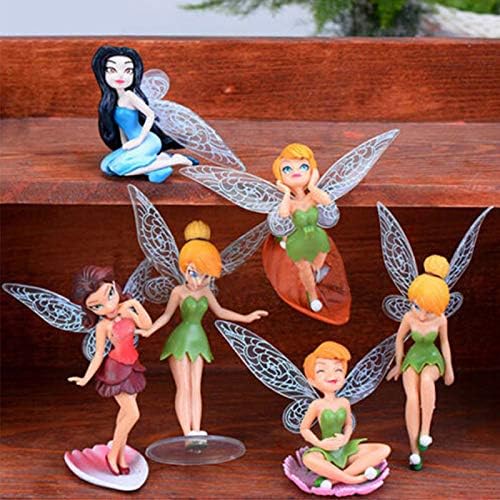 6Pcs Mini Fairy Figurines Set - Cute Plastic Garden Fairies, Angel Ornaments for Flower Pots, Planters & Outdoor Decor - Perfect for Fairy Gardens, Home Decor & Party Favors