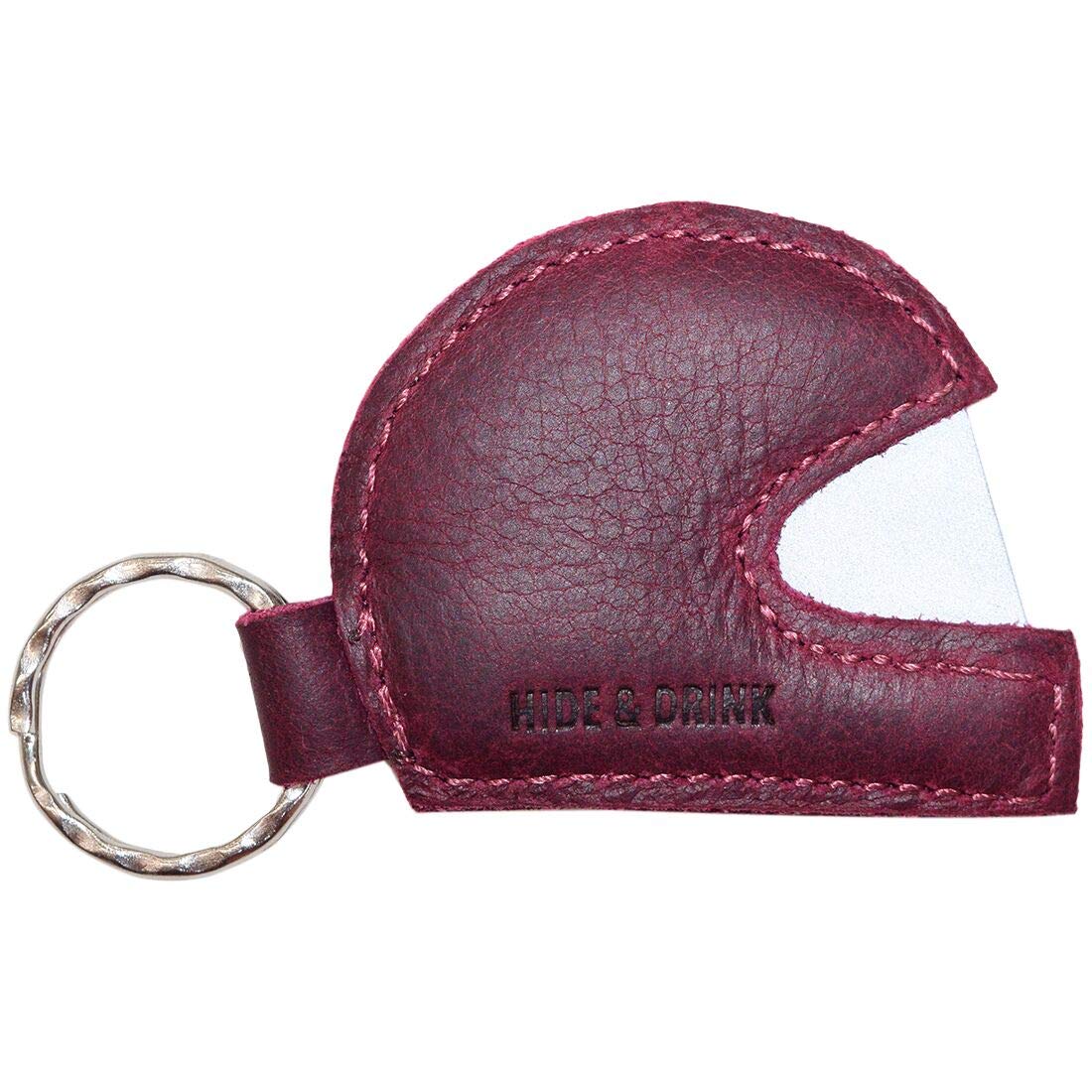Handmade Leather Motorcycle Helmet Keychain - Hide & Drink Premium Biker Key Ring & Holder for Racing Accessories | Ideal for Motorcycle Enthusiasts & Gift Giving