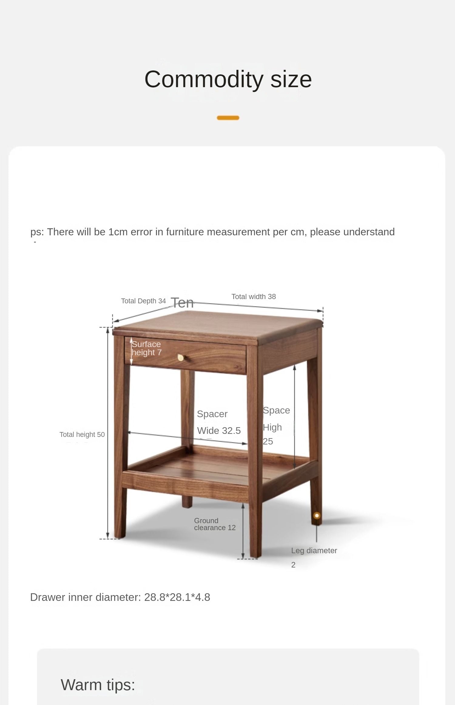 Black Walnut Solid Wood Narrow Nightstand - Modern Bedside Table with Drawer for Bedroom, Living Room & Small Spaces - Perfect for Storage & Décor