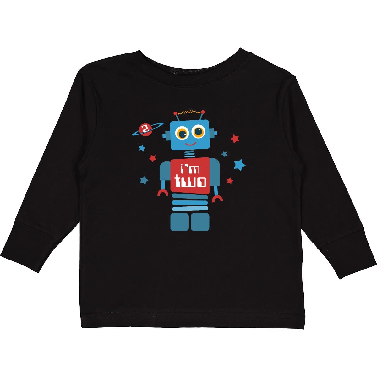 Inktastic Robot 2nd Birthday Toddler T-Shirt - Cute Long Sleeve Graphic Tee for Boys & Girls - Perfect for Birthday Parties, Photo Shoots & Everyday Wear