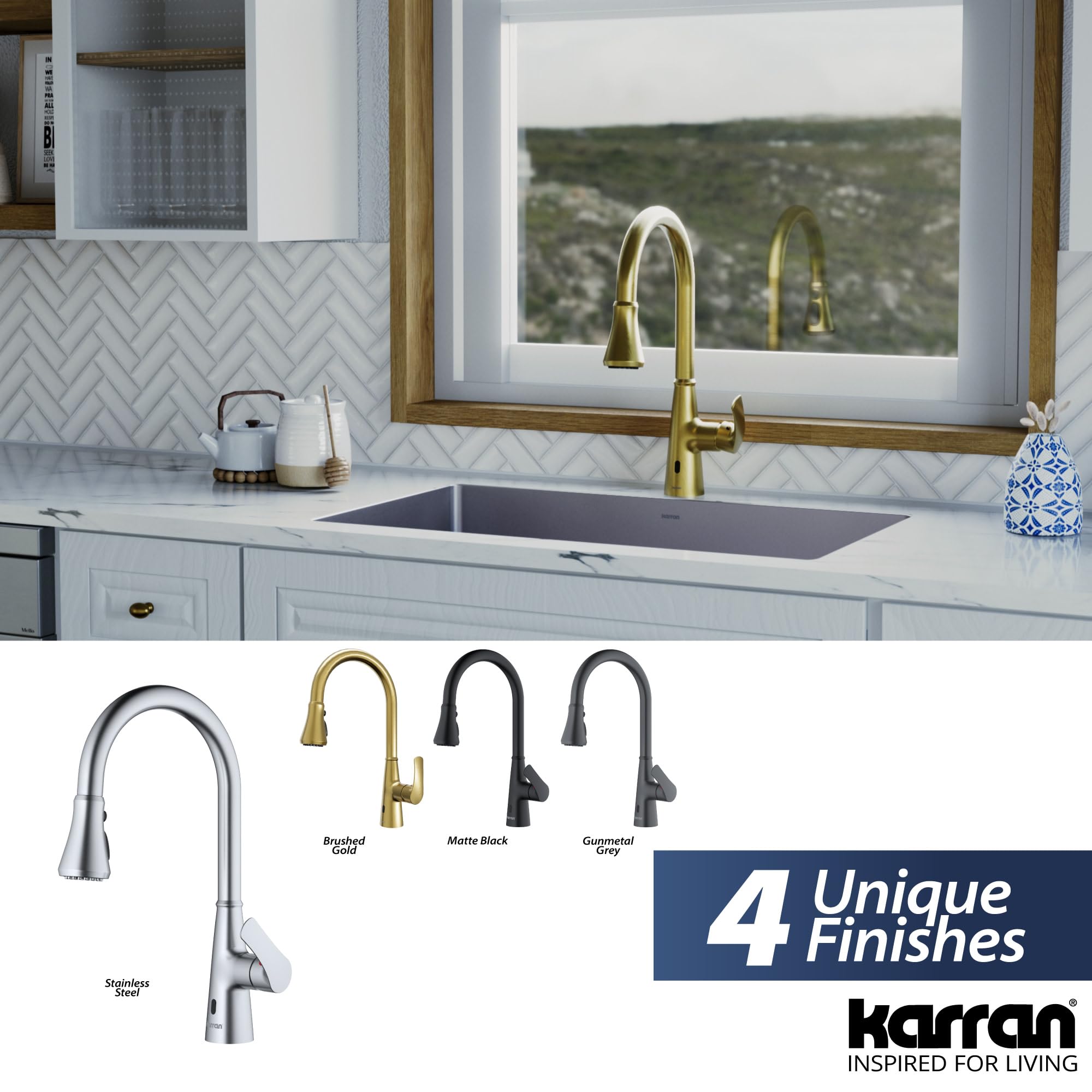 Karran Kadoma Touchless One-Handle Dual Function Sprayer Kitchen Faucet - Stainless Steel Pull Down Sink Faucet with Motion Sensor for Modern Kitchens (Ideal for Cooking, Washing Dishes & Hands-Free Cleaning)