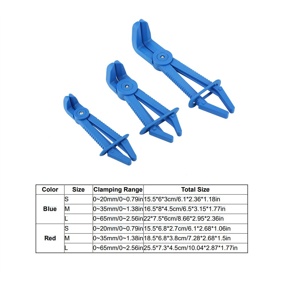 Flexible Hose Clamp Pliers 3-Piece Set - Fuel, Water & Brake Line Tool Kit (Blue) for Auto Repair