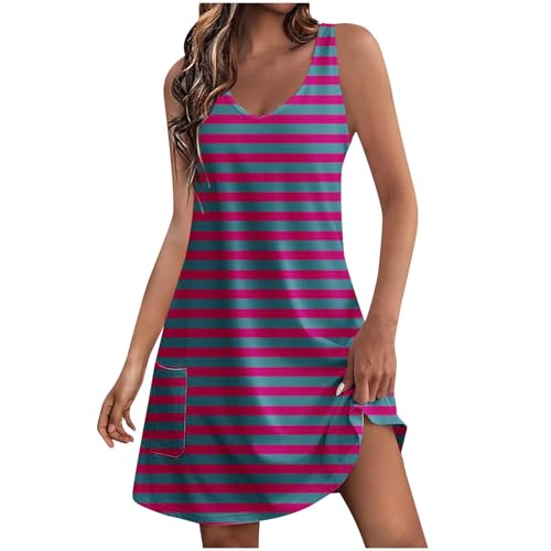Hot Pink Striped Dress for Women