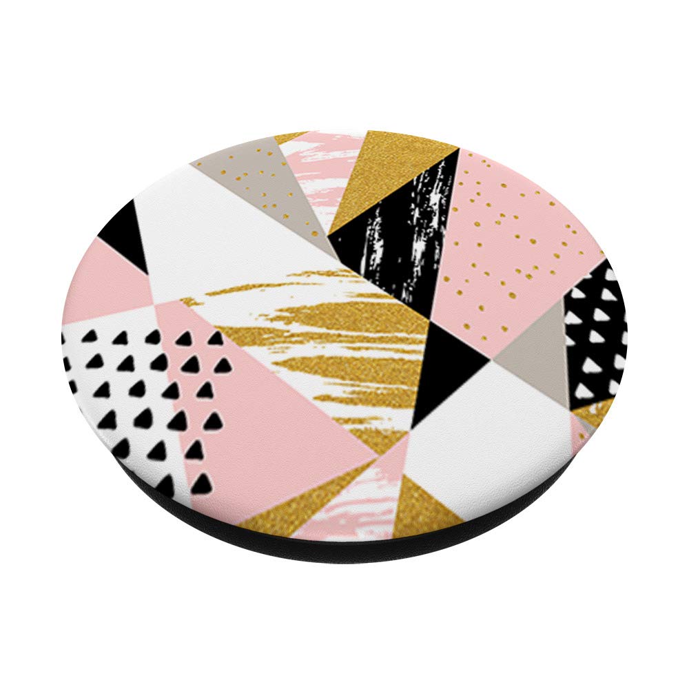 Abstract Geometry Gold Pink Rose Black Wall Art - Modern Canvas Print for Home Decor, Living Room, Bedroom, Office