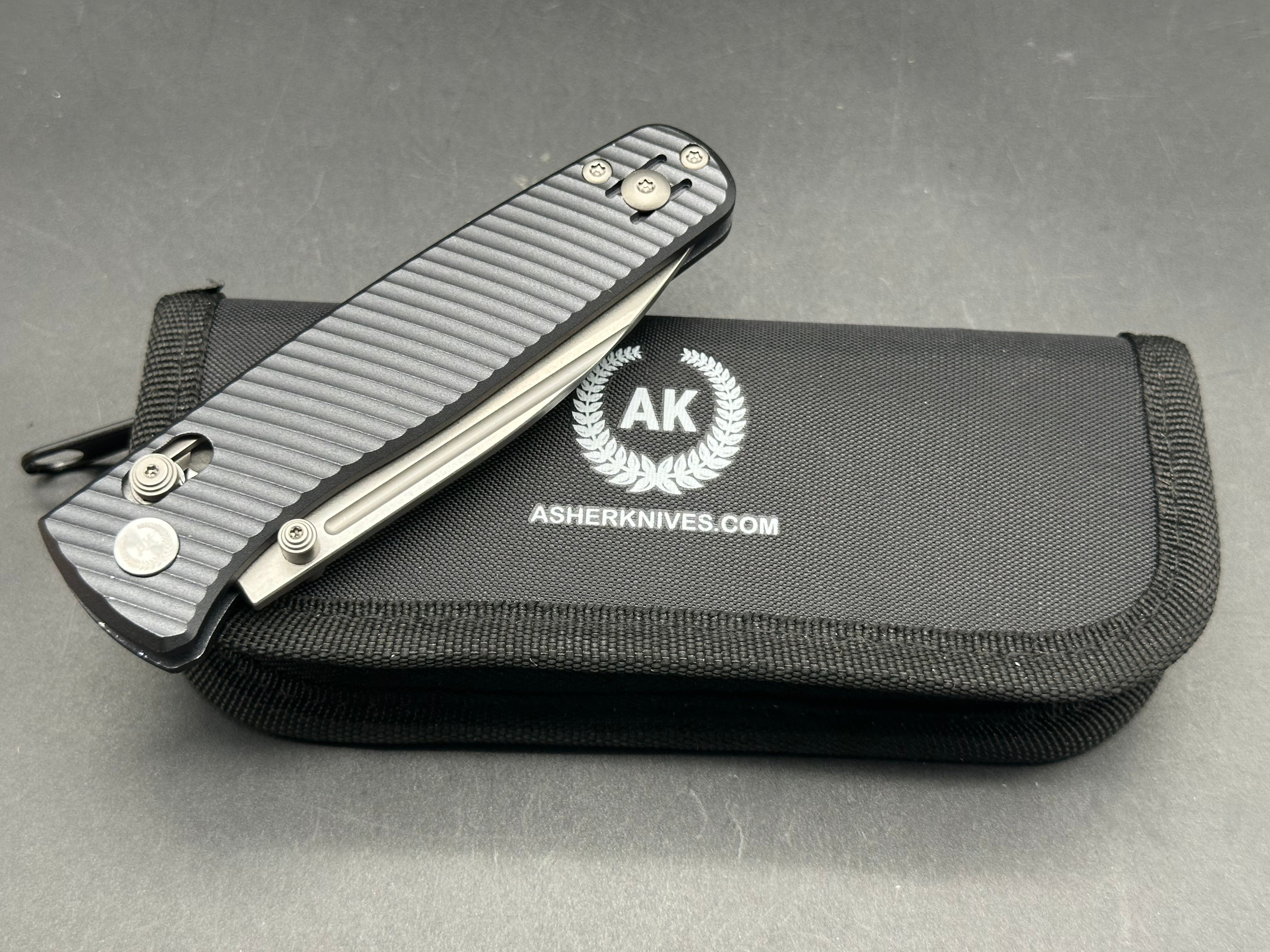 Asher Nomad 3.2 Folding Knife - CPM S90V Stonewash Blade, Blue/Black Aluminum Handle - EDC Pocket Knife for Camping, Hiking & Outdoor Adventures