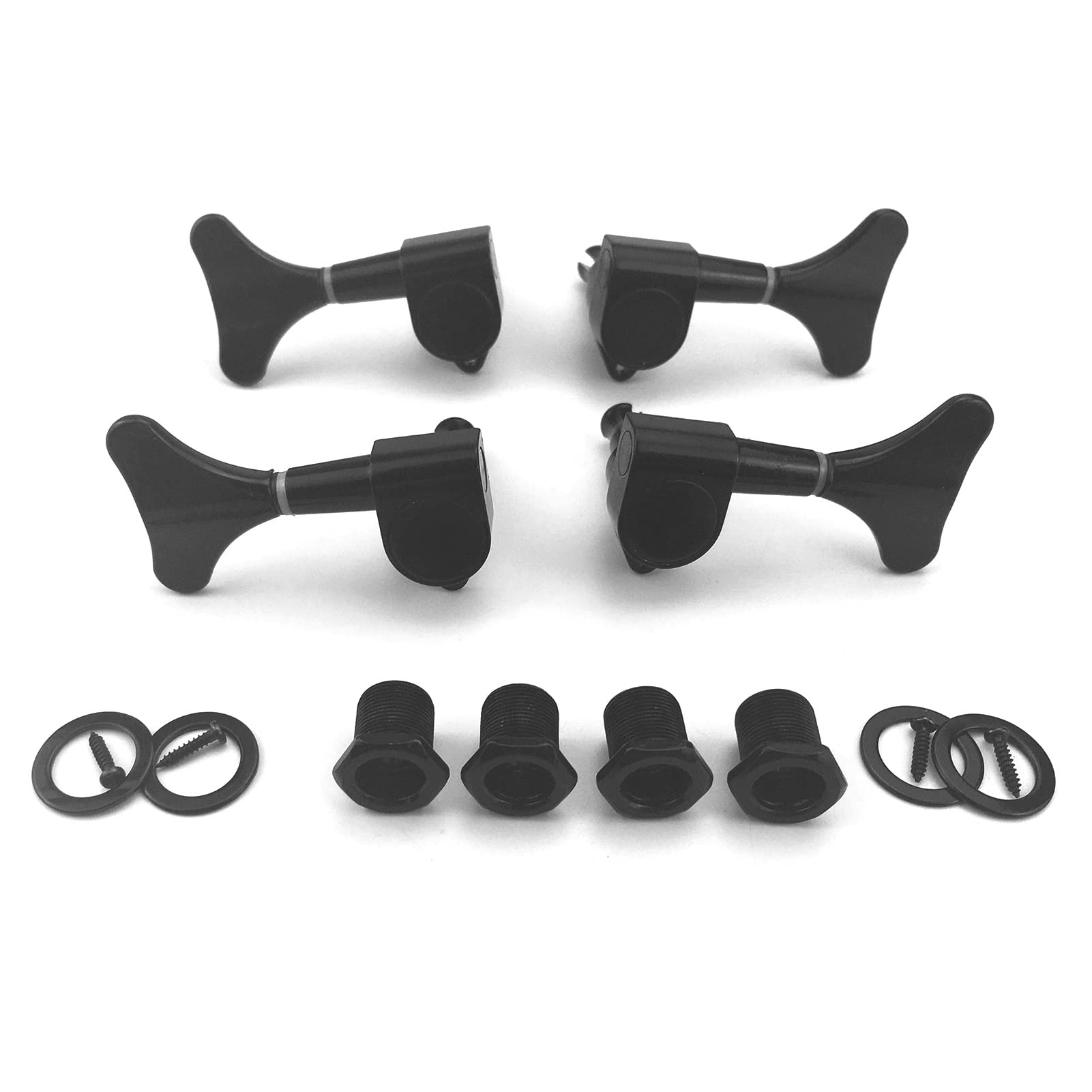 4 String Bass Guitar Sealed Tuners - 2R2L Machine Heads & Tuning Pegs (Black, 4pcs) | Premium Guitar Accessories & Replacement Parts for Smooth Tuning | Perfect for Bass Guitar Maintenance & Upgrades