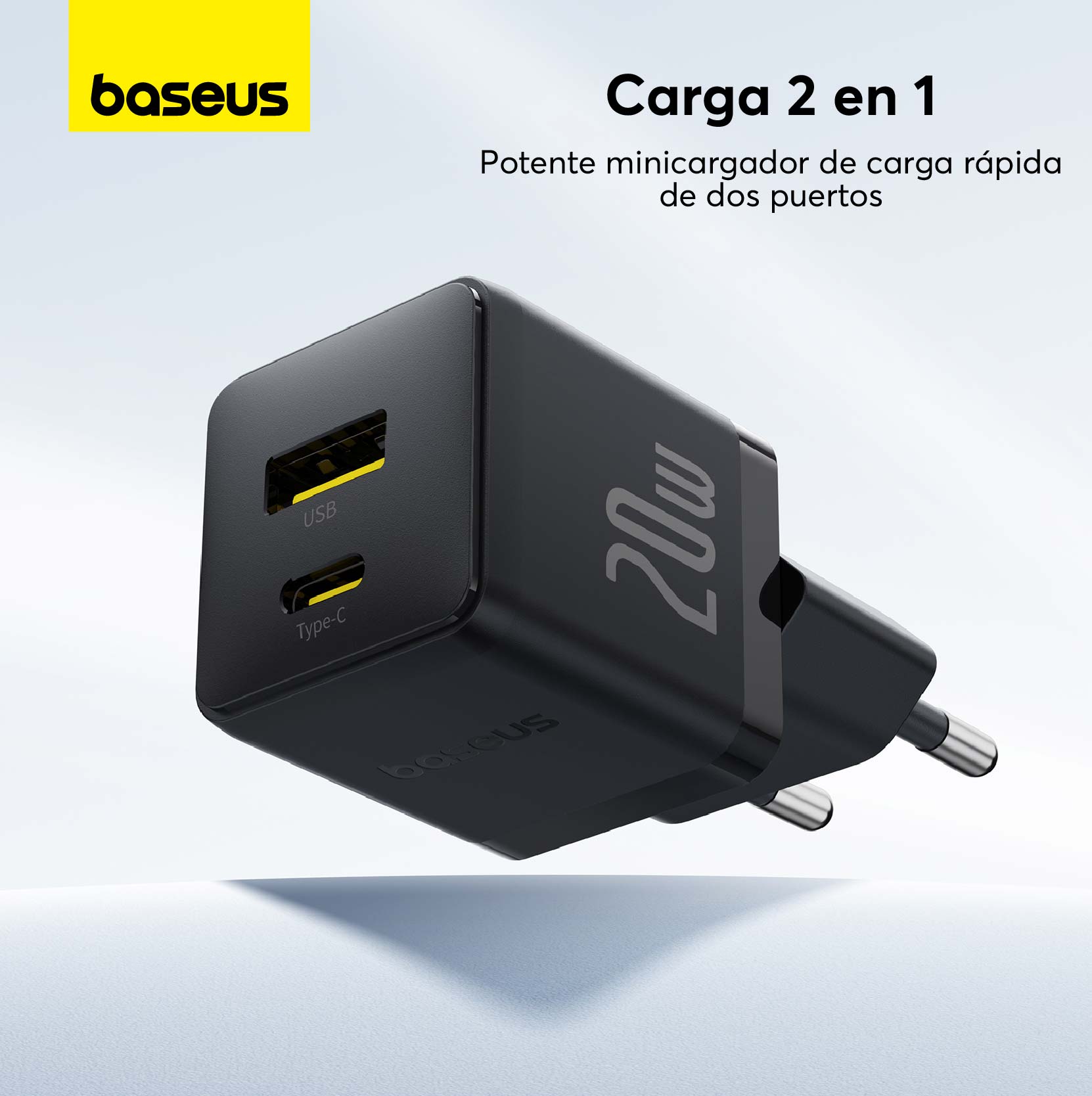 Baseus 20W Fast Charger with USB-C & USB-C Cable - Compact & Portable for iPhone, Android, Travel & Home Use