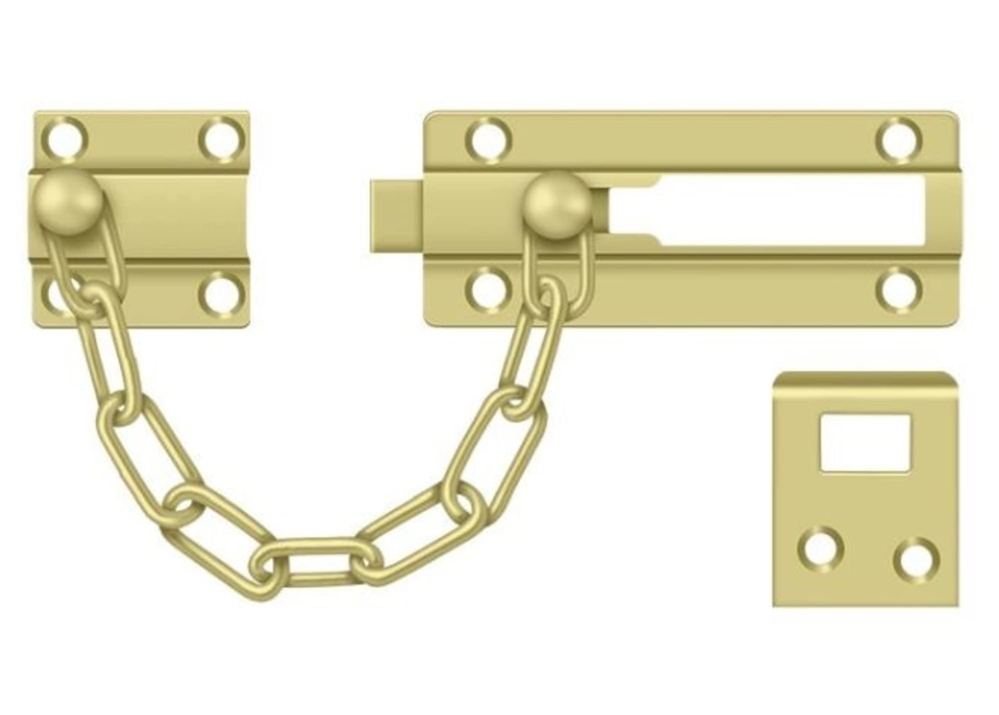 Deltana Door Guard with Chain and Doorbolt - Bright Brass Finish for Enhanced Home Security | Perfect for Apartments, Houses, and Rental Properties