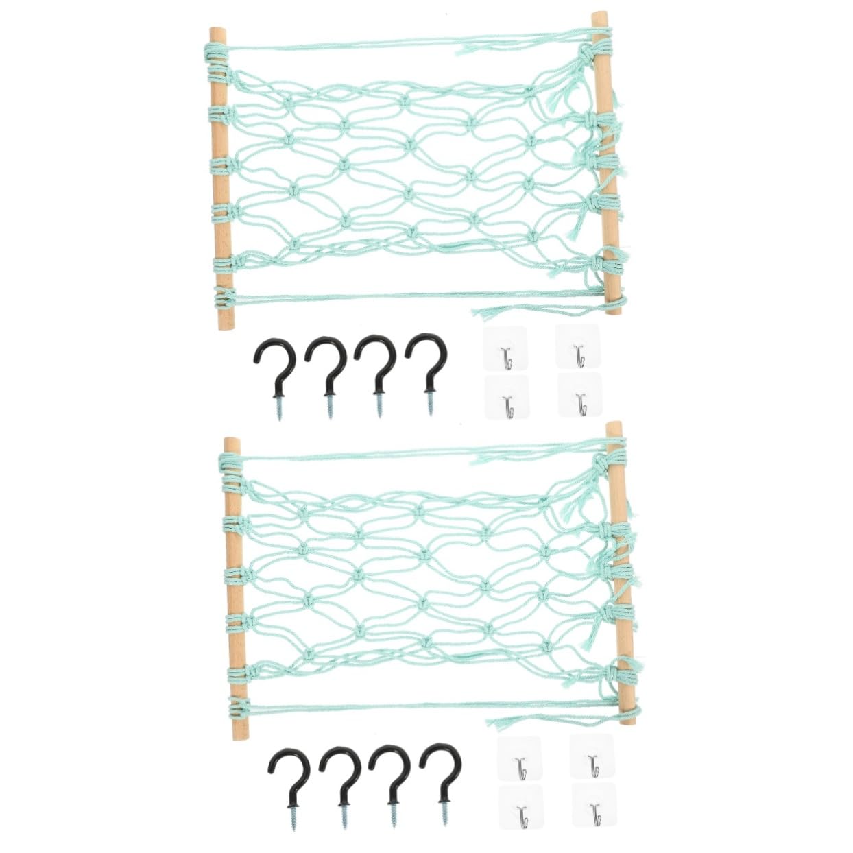 2 Sets Woven Cotton Rope Fruit Hanging Baskets - RV Decor Hammock, Crochet Storage Basket for Fruits & Vegetables, Home Organization - Perfect for Kitchen, Pantry, Camping, and Outdoor Use