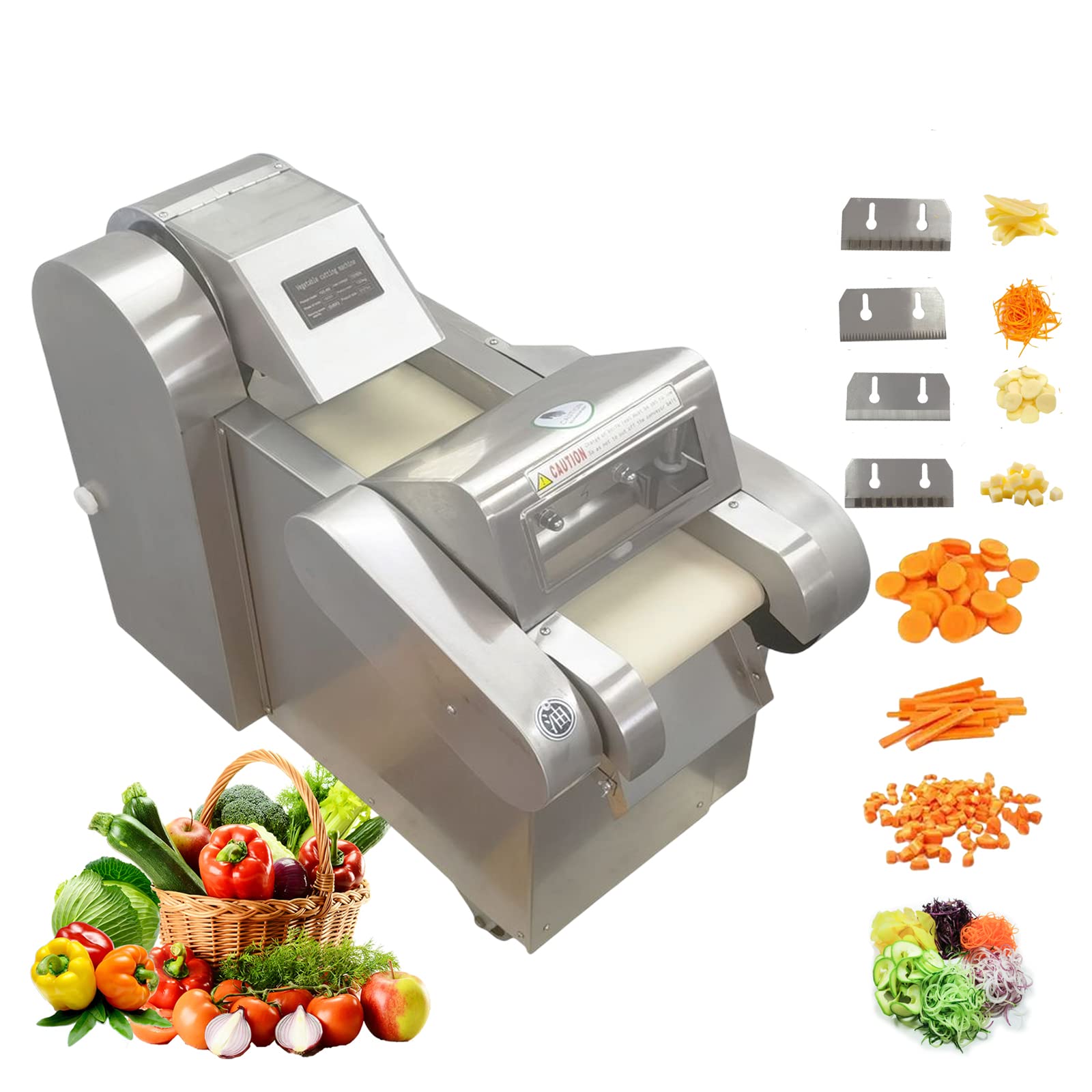 Commercial Vegetable Chopper - Automatic Fruit Dicing Machine with 4 Stainless Steel Blades (0.04