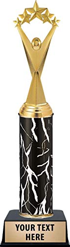 Custom Engraved Black Lightning Star Victor Trophy - Personalized Award for Sports, Academics & Achievements - Perfect for Champions, Competitions & Recognition Ceremonies