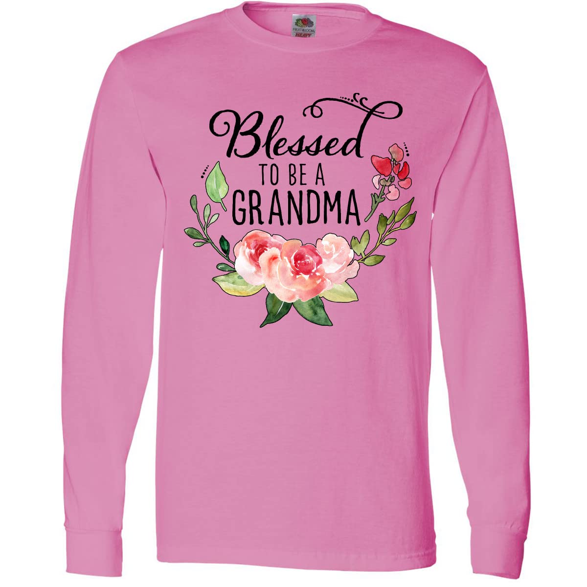 Blessed to Be a Grandma Floral Long Sleeve T-Shirt | Cute Grandma Gift for Mother's Day & Family Reunions | Comfortable Cotton Shirt for Women