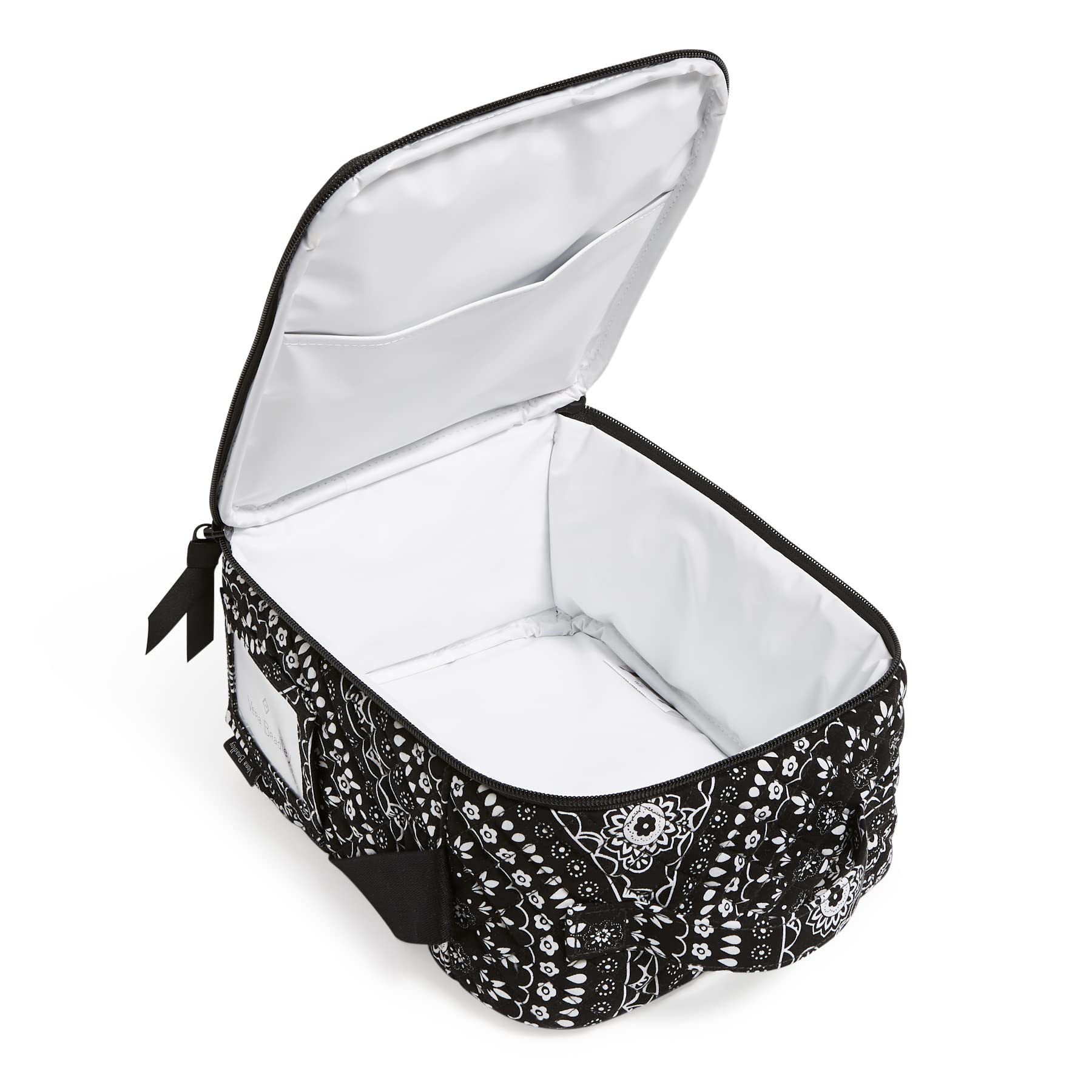 Vera Bradley Women's Cotton Deluxe Lunch Bunch Lunch Bag | Insulated Reusable Lunch Tote for Work, School & Picnics | Black Bandana Medallion Design | One Size Fits All