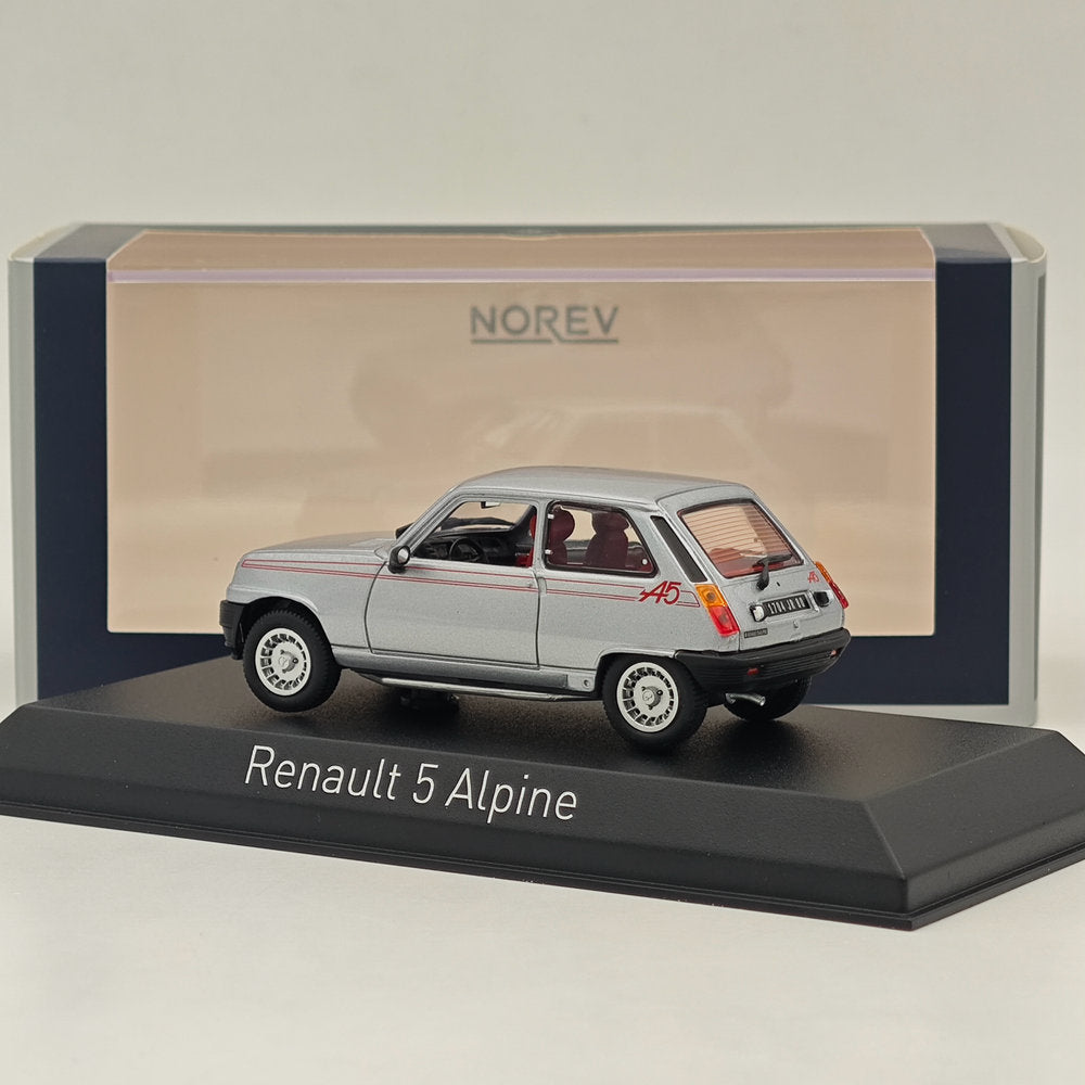 1/43 Scale Norev Renault 5 Alpine 1980 Diecast Model Car - Limited Edition Silver Collectible - Perfect for Car Enthusiasts, Display Cases & Vintage Model Collections