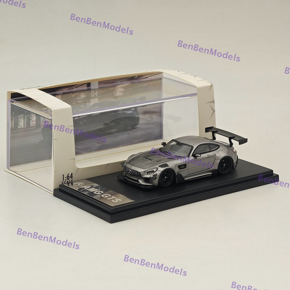 1:64 Rhino Model RM Mercedes AMG GTS Widebody Racing Sports Car Diecast Model - Silver - Collectible Toy for Display, Racing Enthusiasts & Car Lovers