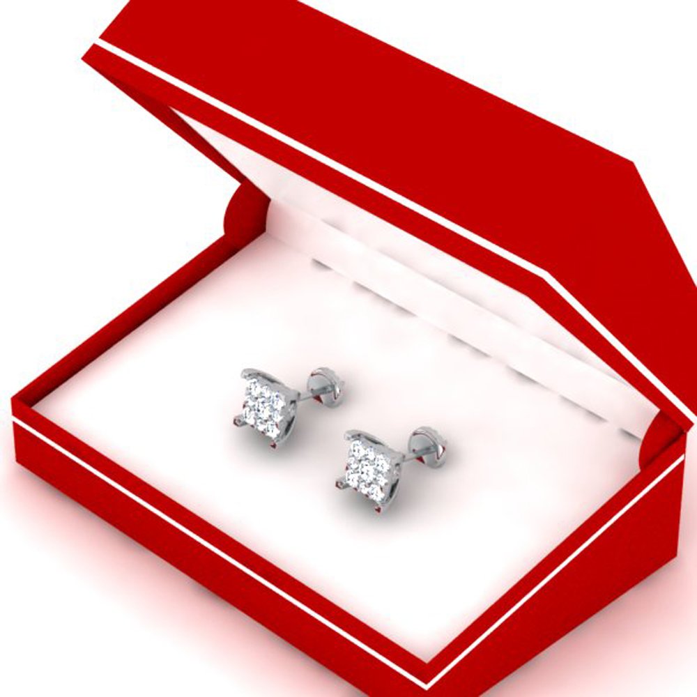 Dazzlingrock Collection 0.25 Carat Total Weight 10K White Gold Round Diamond Women's Cluster Stud Earrings - Elegant Gift for Anniversary, Birthday & Special Occasions