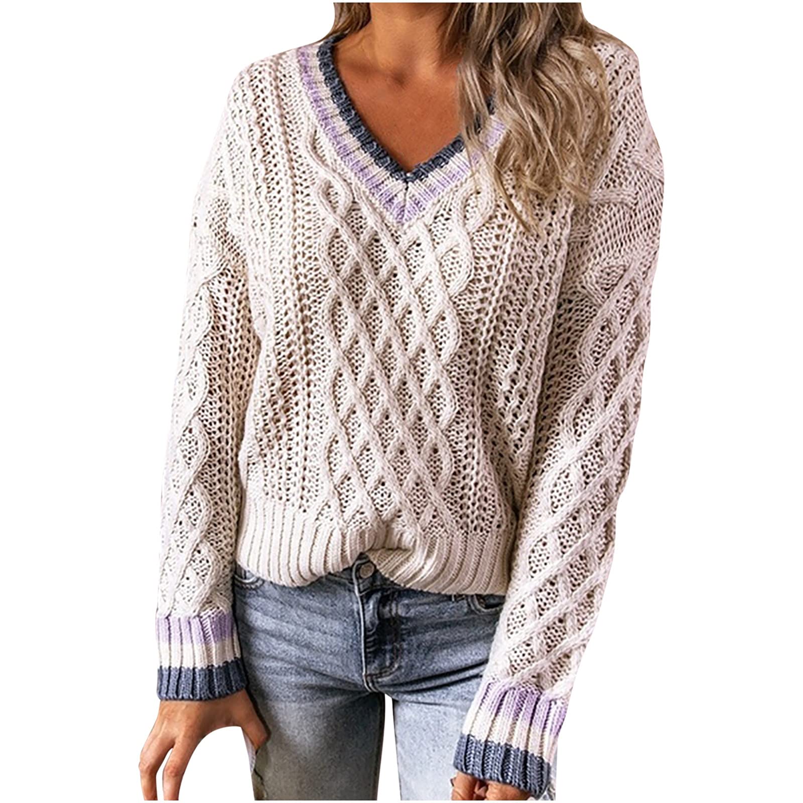 Women's Waffle Knit Henley Pullover Sweater - Long Sleeve Loose Fit Warm Sweatshirt Blouse for Casual Wear, Fall & Winter Fashion, Office & Weekend Outfits